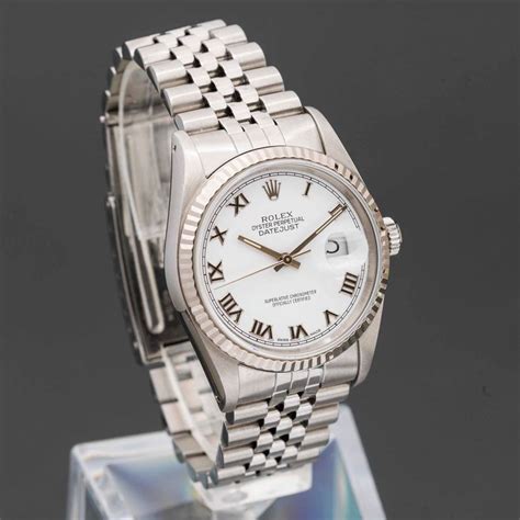 rolex datejust oro bianco acciaio numeri romani|Rolex Datejust 31 Medio Quadrante Bianco Numeri Romani .